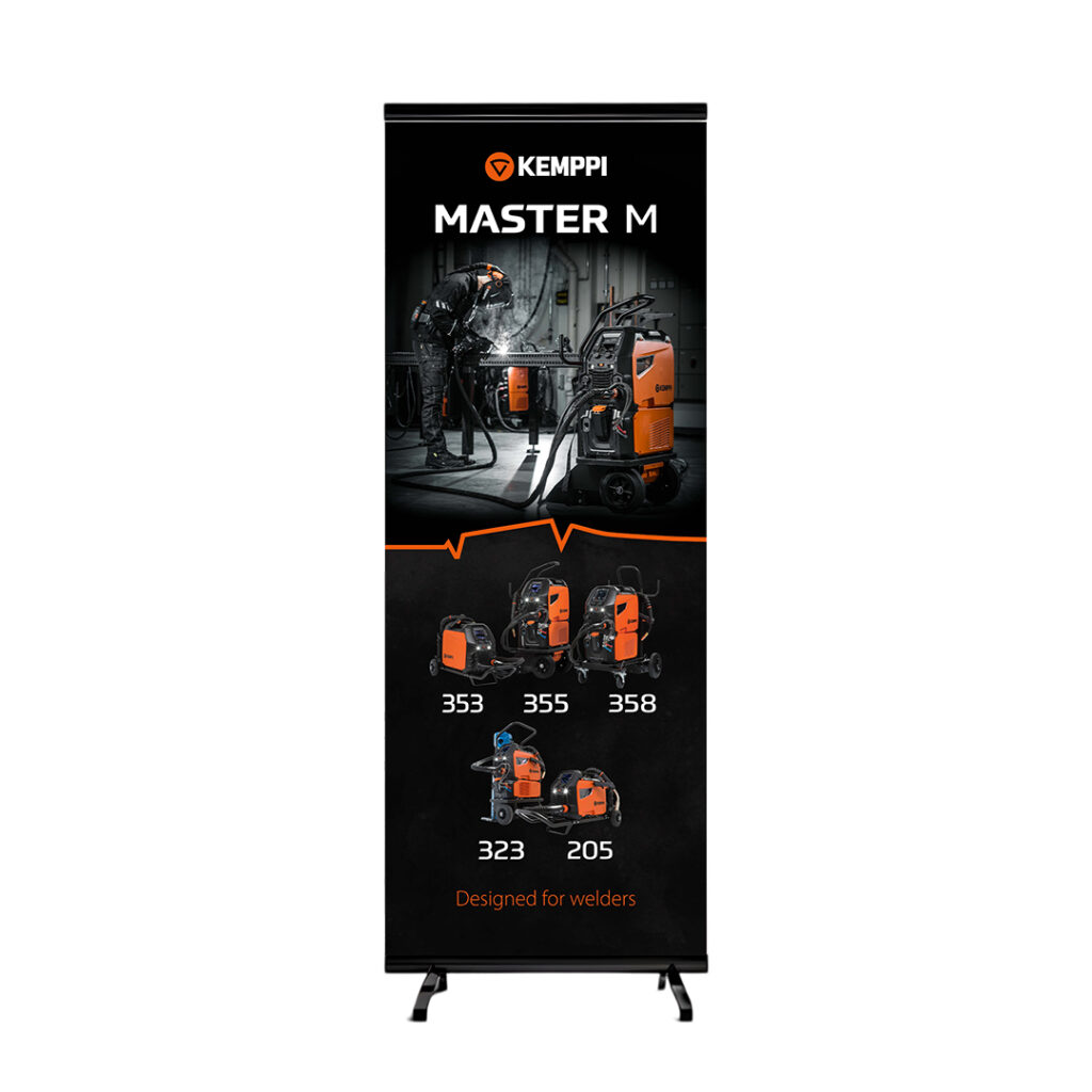 kemppi-master-m-mainos-roll-up-suunnittelu-mira-tevajärvi-teva-design